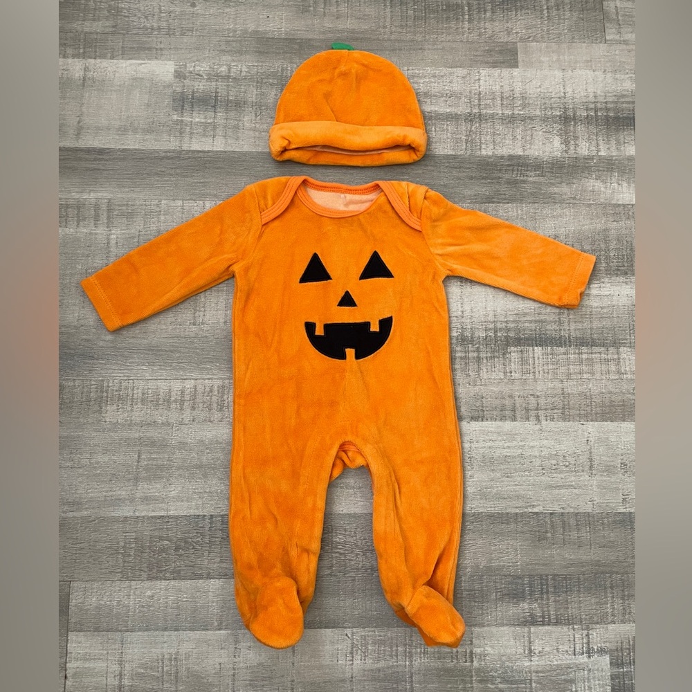 Chick Pea Orange Baby Halloween Jack O Lantern Outfit